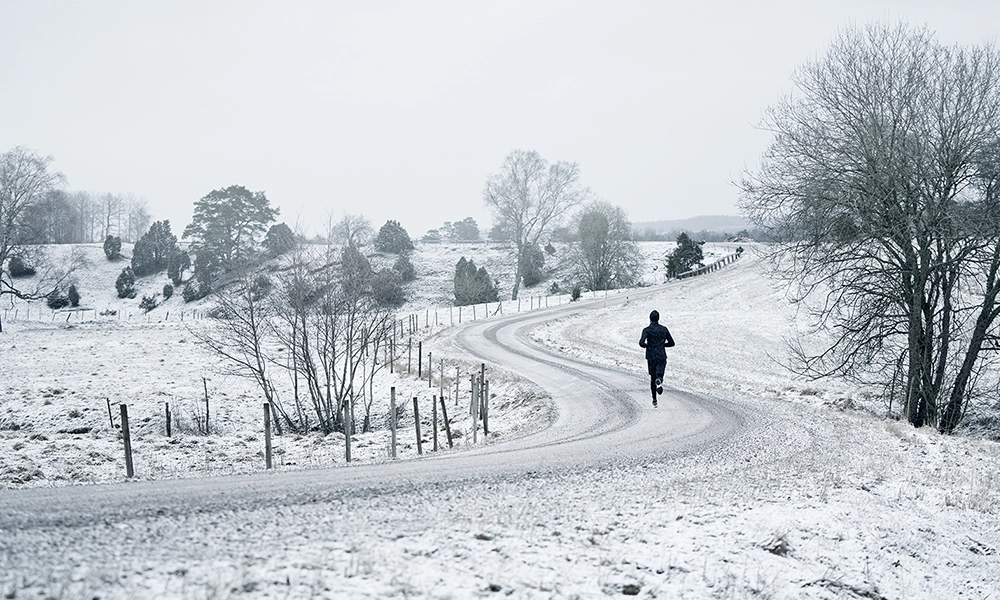 hardlopen in een winters landschap